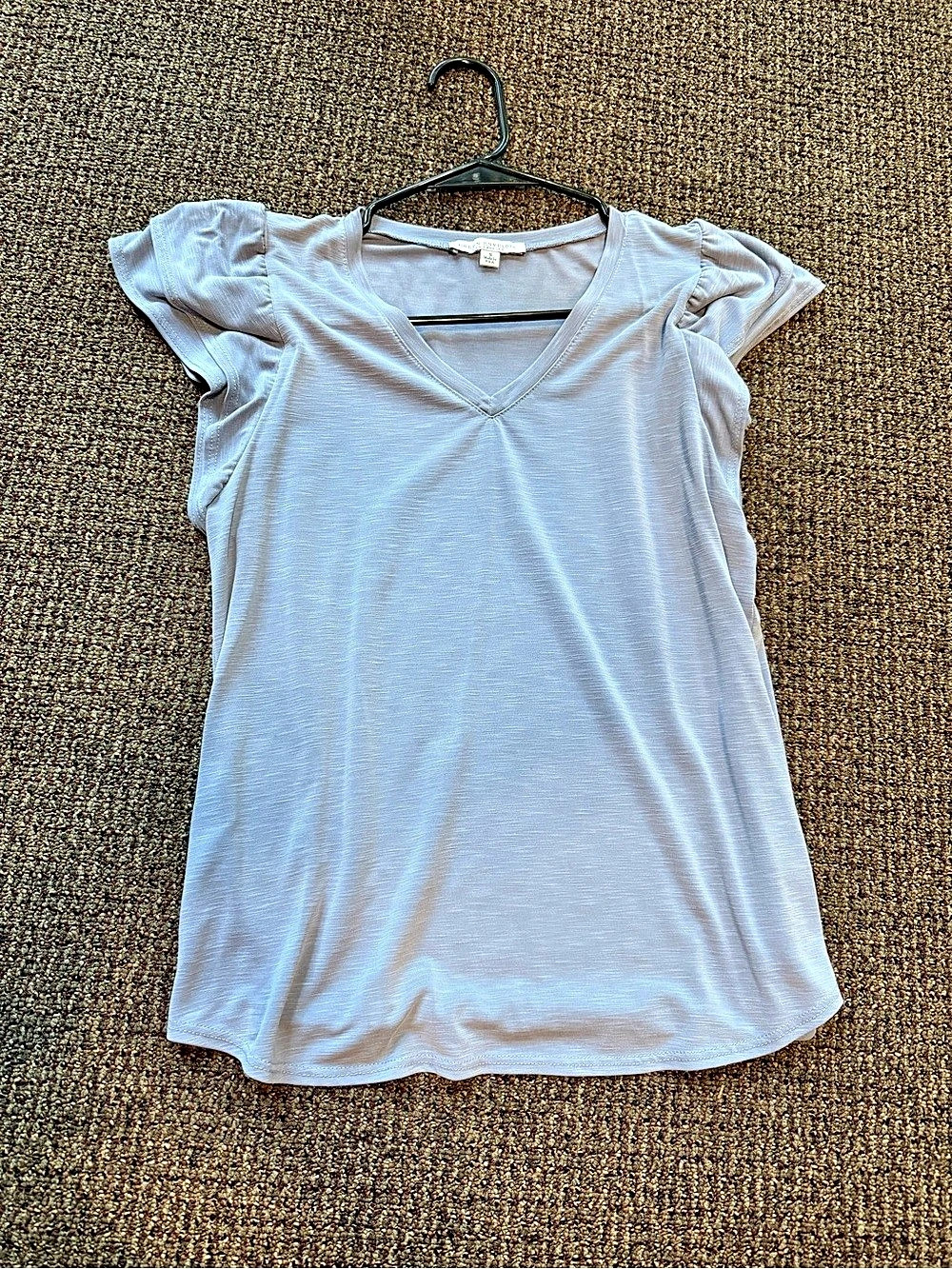 Green Envelope V-Neck Short Sleeve Top in Blue Size Small